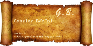 Gaszler Béni névjegykártya